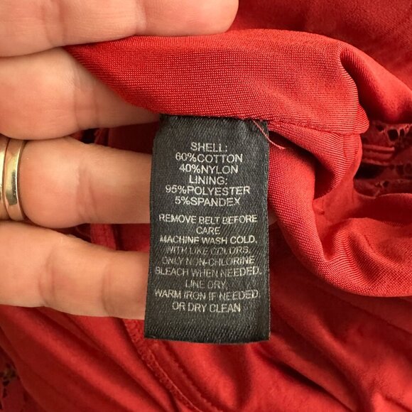 2/$30 White House Black Market Lace Fit and Flare Dress No Belt Red 8 #A0034 - Picture 9 of 10